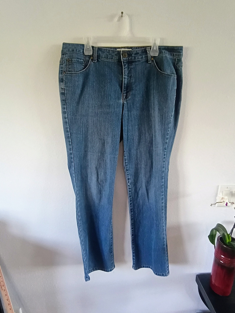 Relativity Womens 18W Average Bootcut Stretch Denim Jeans Medium Wash Blue Plus